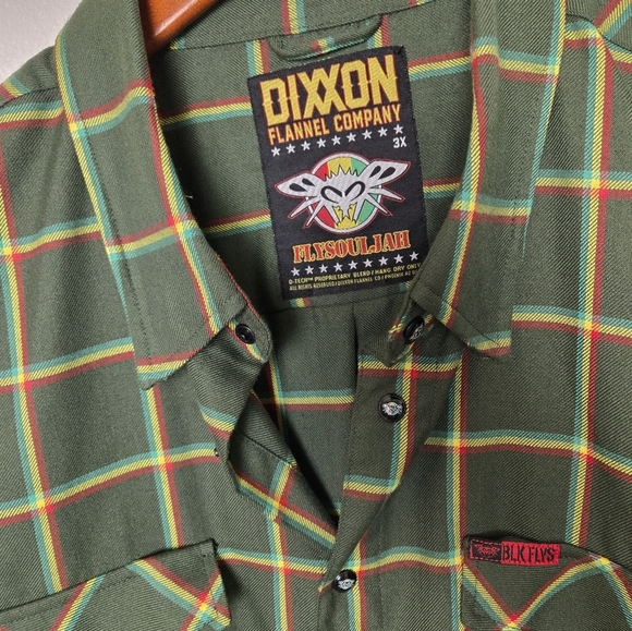Dixxon Flannel Shirt Flysouljah Green Plaid Men Plus Size 3X New no tag - Picture 5 of 15